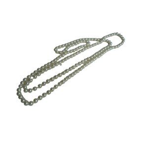 Faux Pearl Knotted & Strung 30" Necklace Strand Costume Jewelry Estate Find